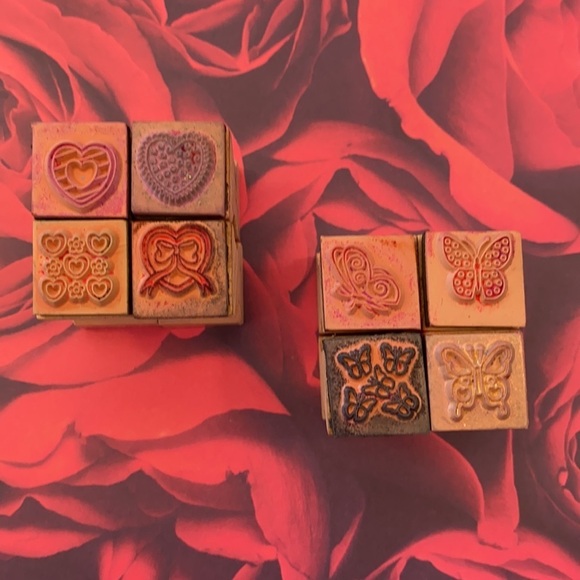 Lot of Small Butterflies & Hearts Wood Mounted Stamps - Picture 4 of 6